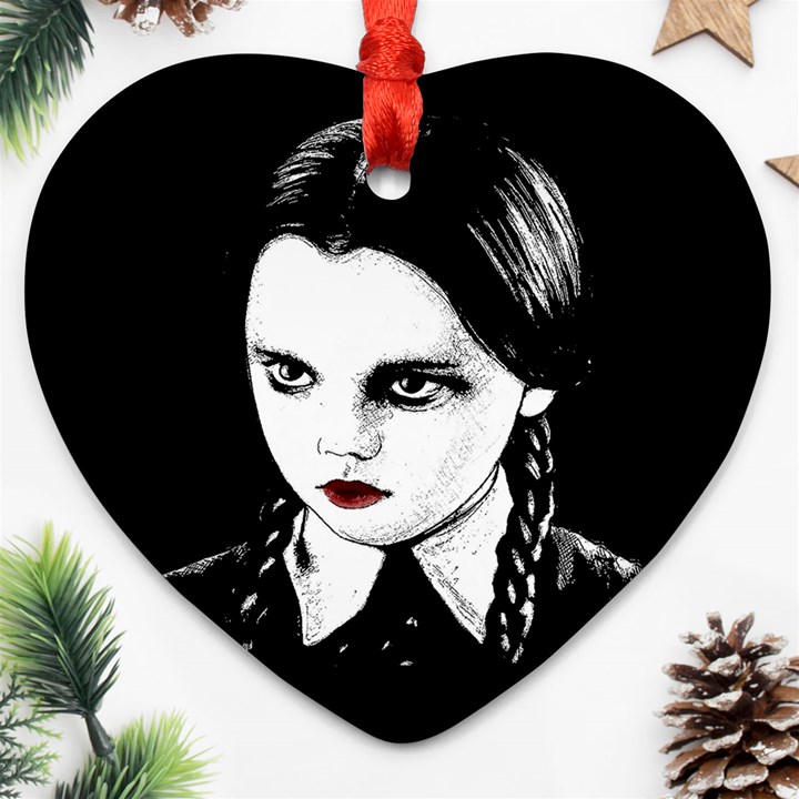 Wednesday Addams Heart Ornament (Two Sides)