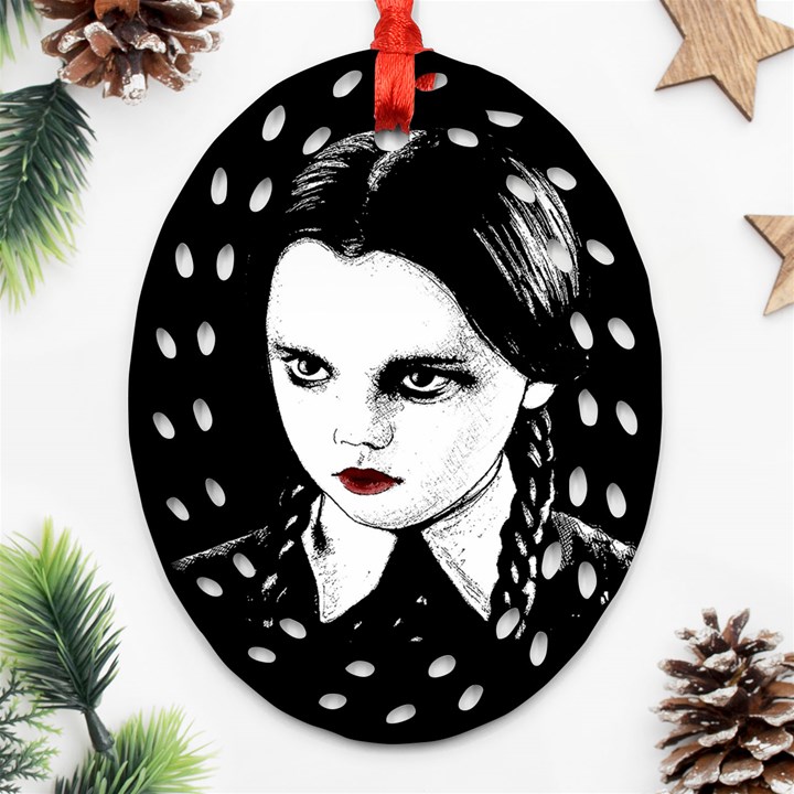 Wednesday Addams Oval Filigree Ornament (Two Sides)