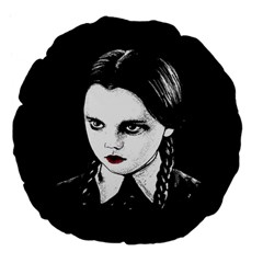 Wednesday Addams Large 18  Premium Flano Round Cushions by Valentinaart