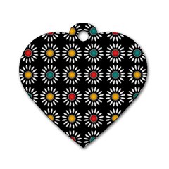 White Daisies Pattern Dog Tag Heart (two Sides) by linceazul