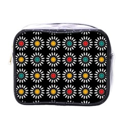 White Daisies Pattern Mini Toiletries Bags by linceazul