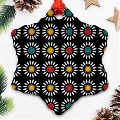 White Daisies Pattern Ornament (snowflake) by linceazul