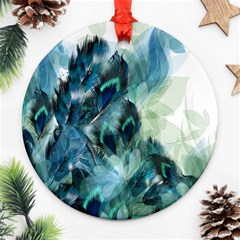 Flowers And Feathers Background Design Ornament (round) by TastefulDesigns