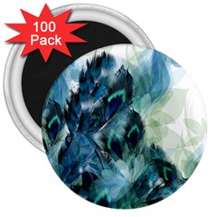 Flowers And Feathers Background Design 3  Magnets (100 Pack) by TastefulDesigns