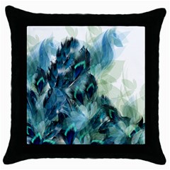 Flowers And Feathers Background Design Throw Pillow Case (black) by TastefulDesigns