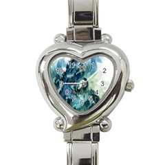 Flowers And Feathers Background Design Heart Italian Charm Watch by TastefulDesigns