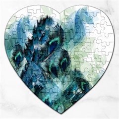 Flowers And Feathers Background Design Jigsaw Puzzle (heart) by TastefulDesigns