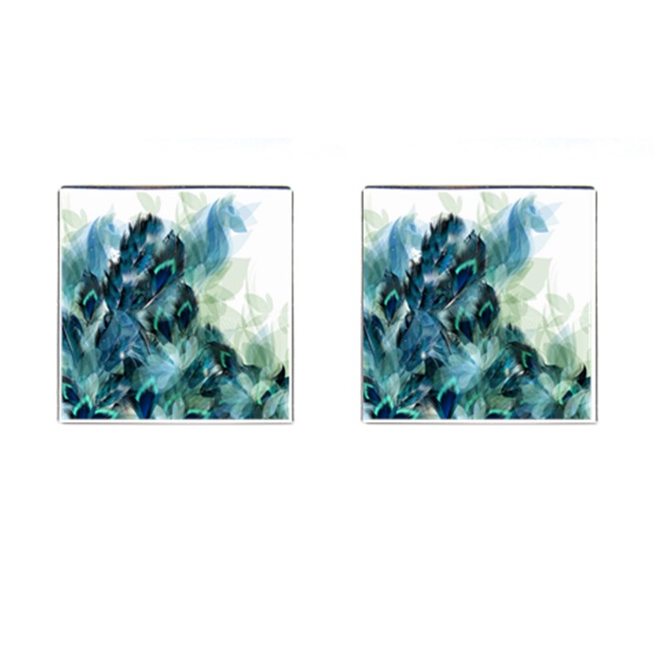 Flowers And Feathers Background Design Cufflinks (Square)