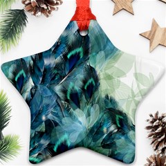 Flowers And Feathers Background Design Star Ornament (two Sides) by TastefulDesigns