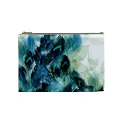 Flowers And Feathers Background Design Cosmetic Bag (medium)  by TastefulDesigns