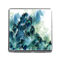 Flowers And Feathers Background Design Memory Card Reader (square) by TastefulDesigns