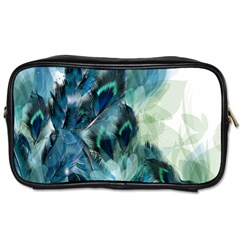 Flowers And Feathers Background Design Toiletries Bags by TastefulDesigns