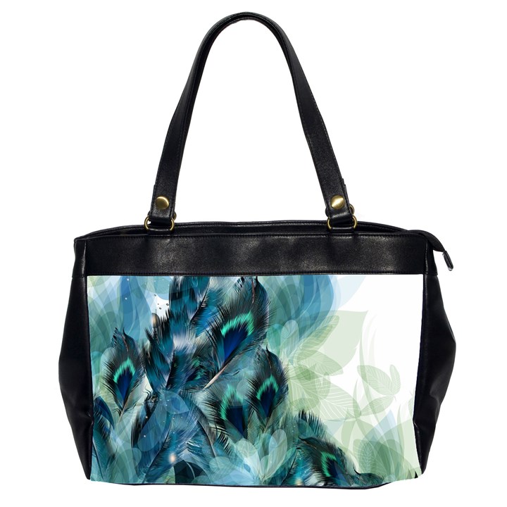 Flowers And Feathers Background Design Office Handbags (2 Sides) 