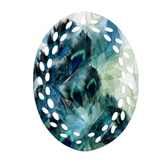 Flowers And Feathers Background Design Oval Filigree Ornament (two Sides) by TastefulDesigns