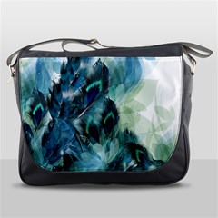 Flowers And Feathers Background Design Messenger Bags by TastefulDesigns