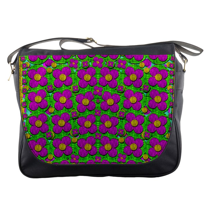 Bohemian Big Flower Of The Power In Rainbows Messenger Bags