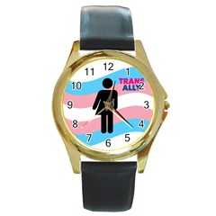 Transgender  Round Gold Metal Watch by Valentinaart