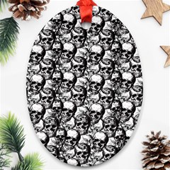 Skulls Pattern  Oval Ornament (two Sides) by Valentinaart