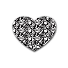 Skulls Pattern  Rubber Coaster (heart)  by Valentinaart