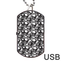 Skulls Pattern  Dog Tag Usb Flash (one Side) by Valentinaart