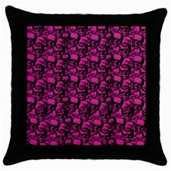 Skulls Pattern  Throw Pillow Case (black) by Valentinaart