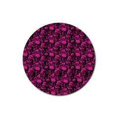 Skulls Pattern  Rubber Coaster (round)  by Valentinaart