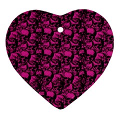 Skulls Pattern  Heart Ornament (two Sides) by Valentinaart