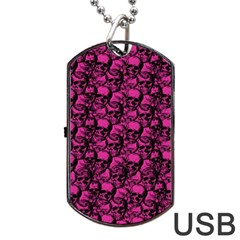 Skulls Pattern  Dog Tag Usb Flash (two Sides) by Valentinaart