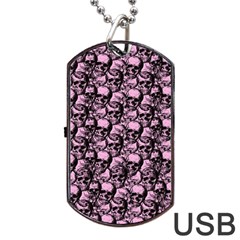 Skulls Pattern  Dog Tag Usb Flash (one Side) by Valentinaart