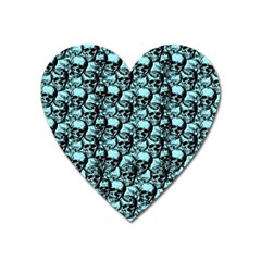 Skulls Pattern  Heart Magnet by Valentinaart