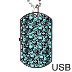 Skulls Pattern  Dog Tag Usb Flash (two Sides) by Valentinaart