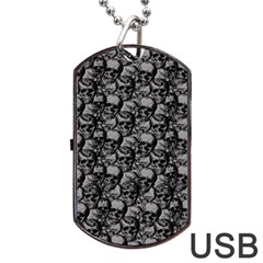 Skulls Pattern  Dog Tag Usb Flash (one Side) by Valentinaart