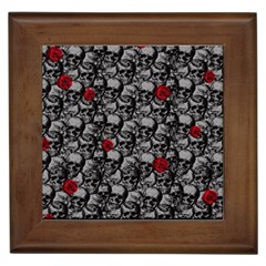 Skulls And Roses Pattern  Framed Tiles by Valentinaart