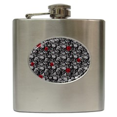 Skulls And Roses Pattern  Hip Flask (6 Oz) by Valentinaart