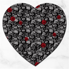 Skulls And Roses Pattern  Jigsaw Puzzle (heart) by Valentinaart