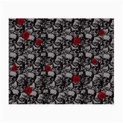 Skulls And Roses Pattern  Small Glasses Cloth by Valentinaart