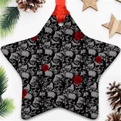 Skulls And Roses Pattern  Star Ornament (two Sides) by Valentinaart