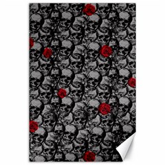 Skulls And Roses Pattern  Canvas 24  X 36  by Valentinaart