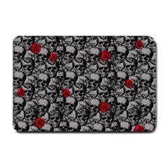 Skulls And Roses Pattern  Small Doormat  by Valentinaart