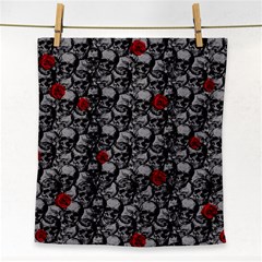 Skulls And Roses Pattern  Face Towel by Valentinaart