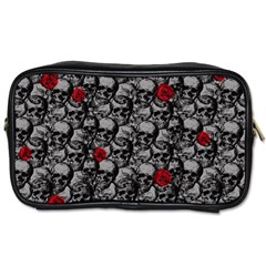 Skulls And Roses Pattern  Toiletries Bags 2-side by Valentinaart