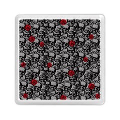 Skulls And Roses Pattern  Memory Card Reader (square)  by Valentinaart