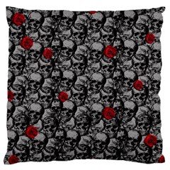 Skulls And Roses Pattern  Large Cushion Case (two Sides) by Valentinaart