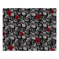 Skulls And Roses Pattern  Double Sided Flano Blanket (large)  by Valentinaart