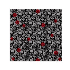 Skulls And Roses Pattern  Small Satin Scarf (square) by Valentinaart