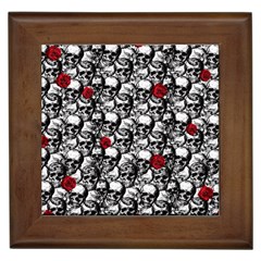 Skulls And Roses Pattern  Framed Tiles by Valentinaart