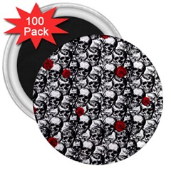 Skulls And Roses Pattern  3  Magnets (100 Pack) by Valentinaart