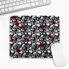 Skulls And Roses Pattern  Large Mousepads by Valentinaart