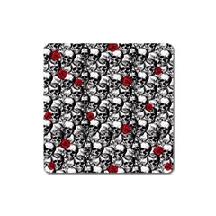 Skulls And Roses Pattern  Square Magnet by Valentinaart