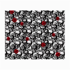 Skulls And Roses Pattern  Small Glasses Cloth by Valentinaart